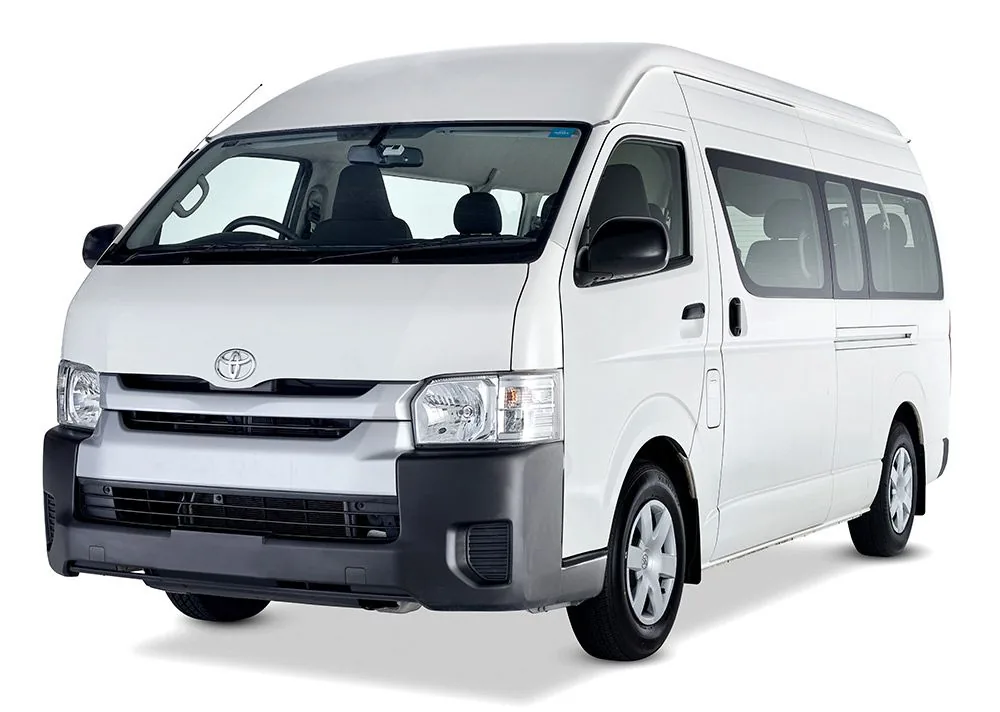 White Toyota Hiace passenger van